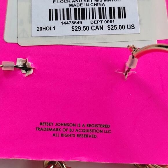 TORRID & Betsey Johnson Momento Mori Gold Hoop Heart Lock + Key Earrings - Picture 7 of 12